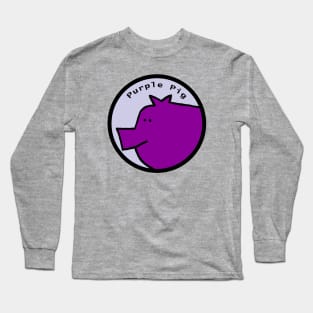 Portrait of Purple Pig in a Circle Long Sleeve T-Shirt